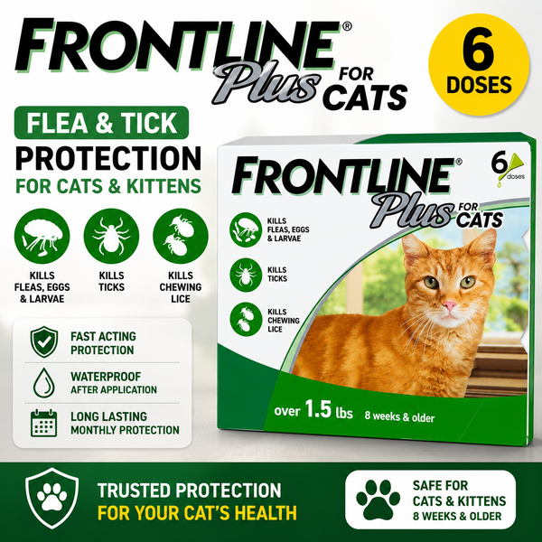 FRONTLINE Plus Flea & Tick Spot Treatment for Cat & Kitten 6 doses box