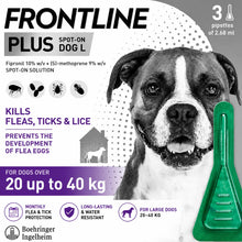 FRONTLINE Plus Flea & Tick Treatment for Large Dogs - 3 Pipettes | Monthly Flea & Tick Protection