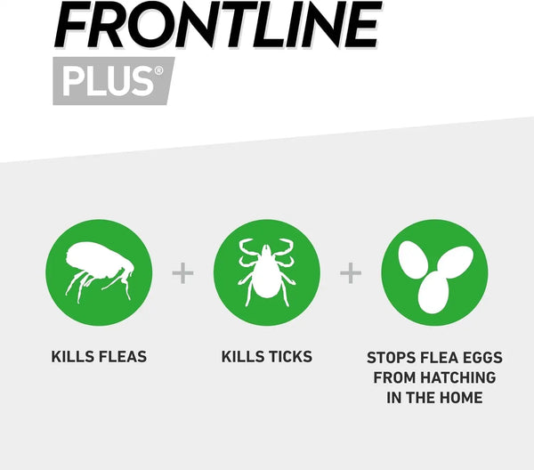 FRONTLINE Plus Flea & Tick Treatment for Large Dogs - 3 Pipettes | Monthly Flea & Tick Protection