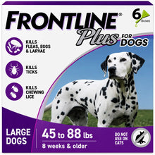 Frontline Plus for Dogs Large 45-88 lbs Waterproof Flea and Tick Treatment, 6 Count – Effective Protection Against Ticks, Fleas and Chewing Lice