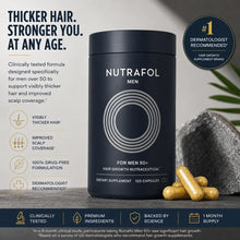 Nutrafol Men 50+ Hair Growth Supplements for Men Over 50 – Clinically Tested Hair Thickening & Scalp Support Formula – 120 Capsules | 1 Month Supply