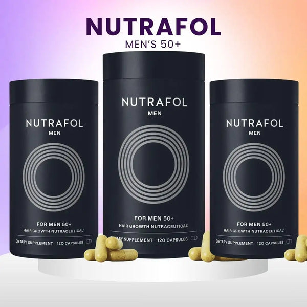 Nutrafol Men 50+ hair growth supplement bottle