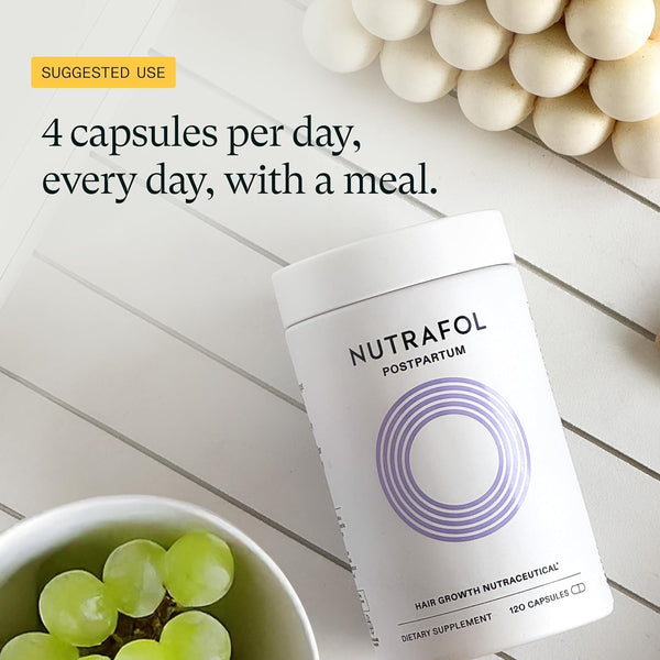 Nutrafol Postpartum Hair Growth Supplement – Breastfeeding-Friendly Hair Vitamins for Postpartum Hair Loss Support | 120 Capsules